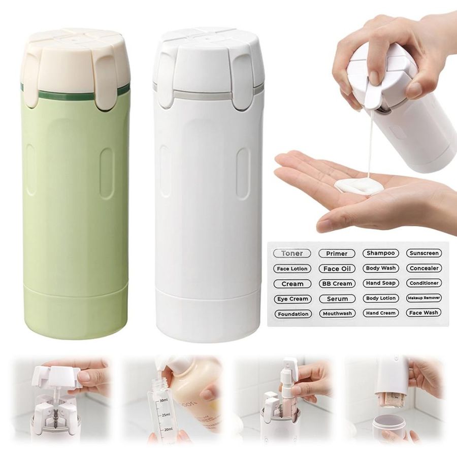 Green and white QuadPod with label stickers